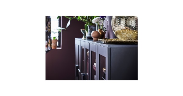 Brimnes cabinet with doors black top